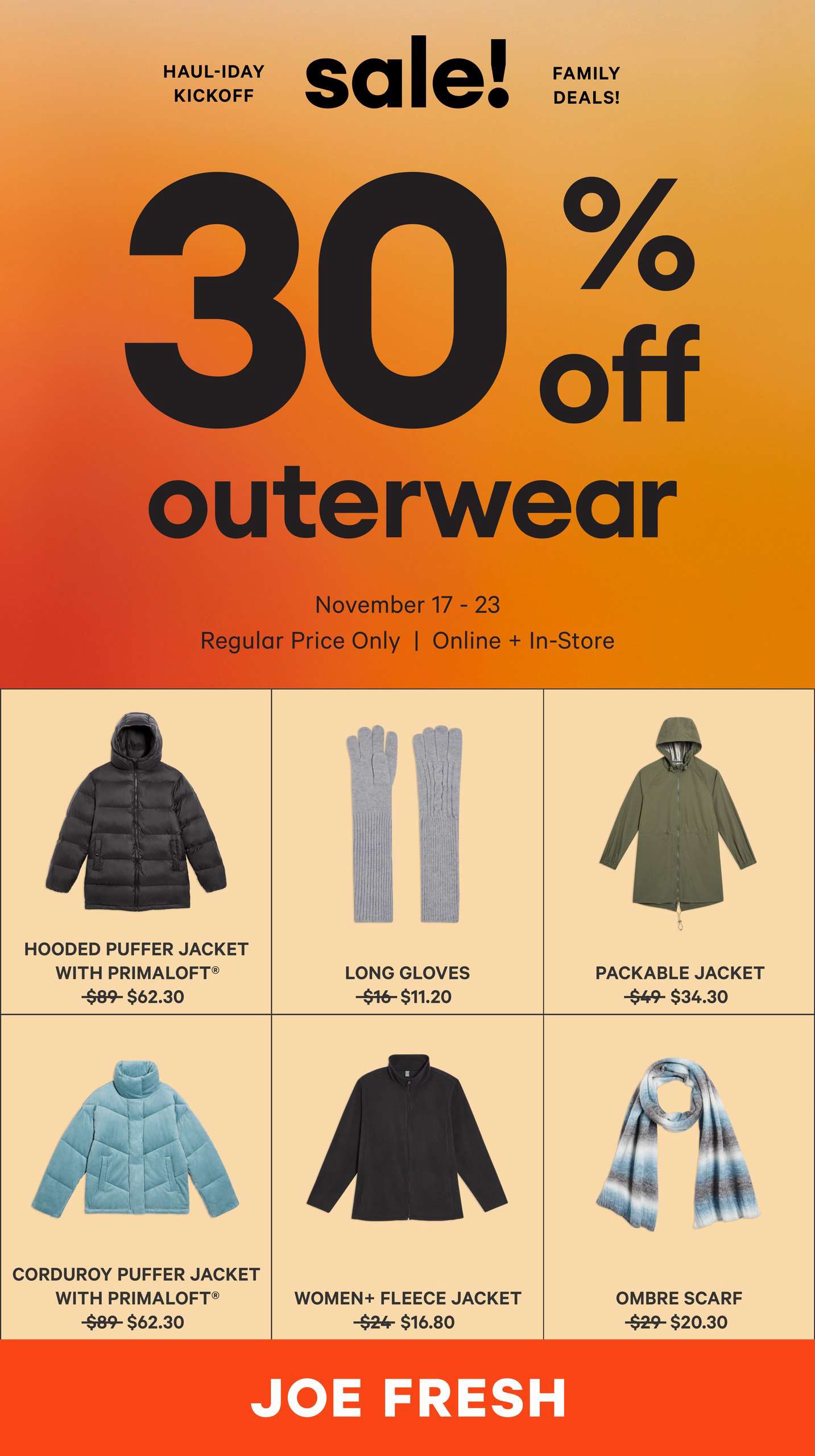 Joe Fresh Black Friday November 17 - 23 2022