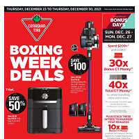 Canadian Tire Boxing Week Deals December 23 - 30 2021