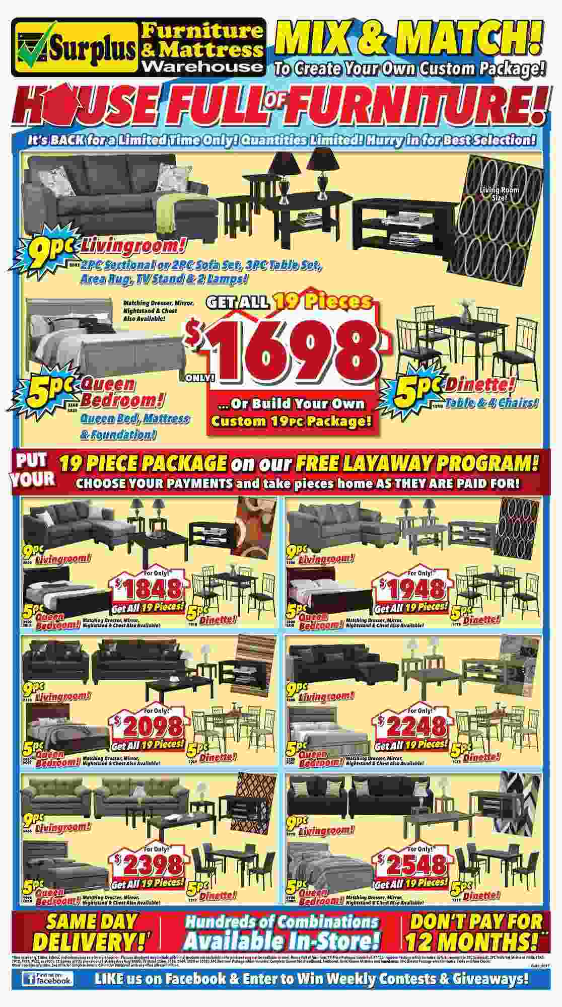 Surplus Furniture Mattress Warehouse Flyer Ab August 1 28 2017
