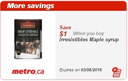 Metro Coupon Save $1 Maple Syrup