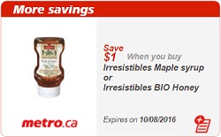 Metro Coupon Save $1 Maple Syrup or Bio Honey