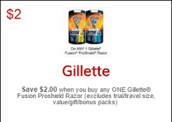 No Frills Coupons Save $2 on Gilette Razor
