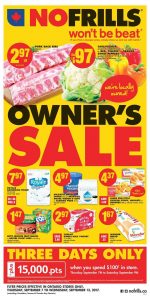 No Frills Flyer Owners Sale 11 Sept 2017
