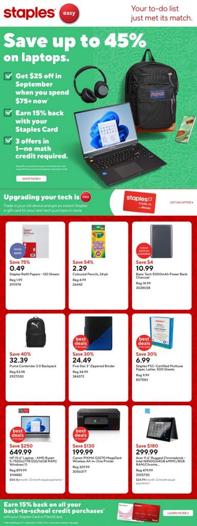 Staples Flyer Back to School Offers 28 Aug 2025