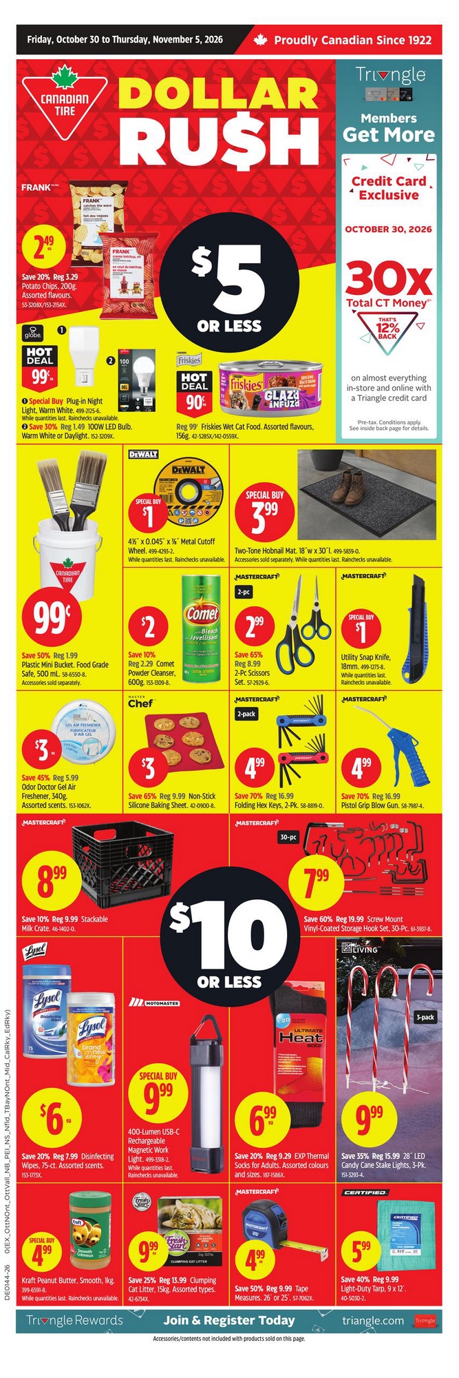 Canadian Tire Ontario weekly flyer October 30-November 5, 2026: cleanser, scissors, utility knife, hex keys and storage hooks