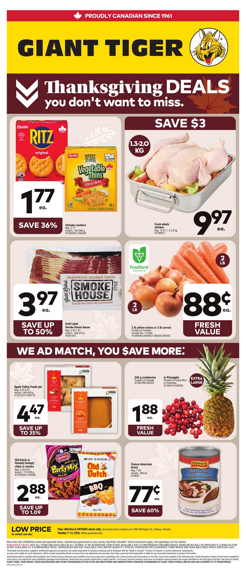 Giant Tiger Flyer Canadian Thanksgiving Meal Plan 6 October 2026