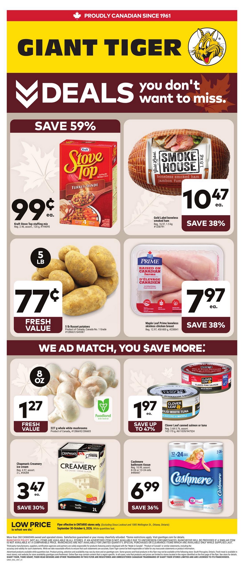 Giant Tiger Flyer Canadian Thanksgiving Meal Planning 1 October 2026