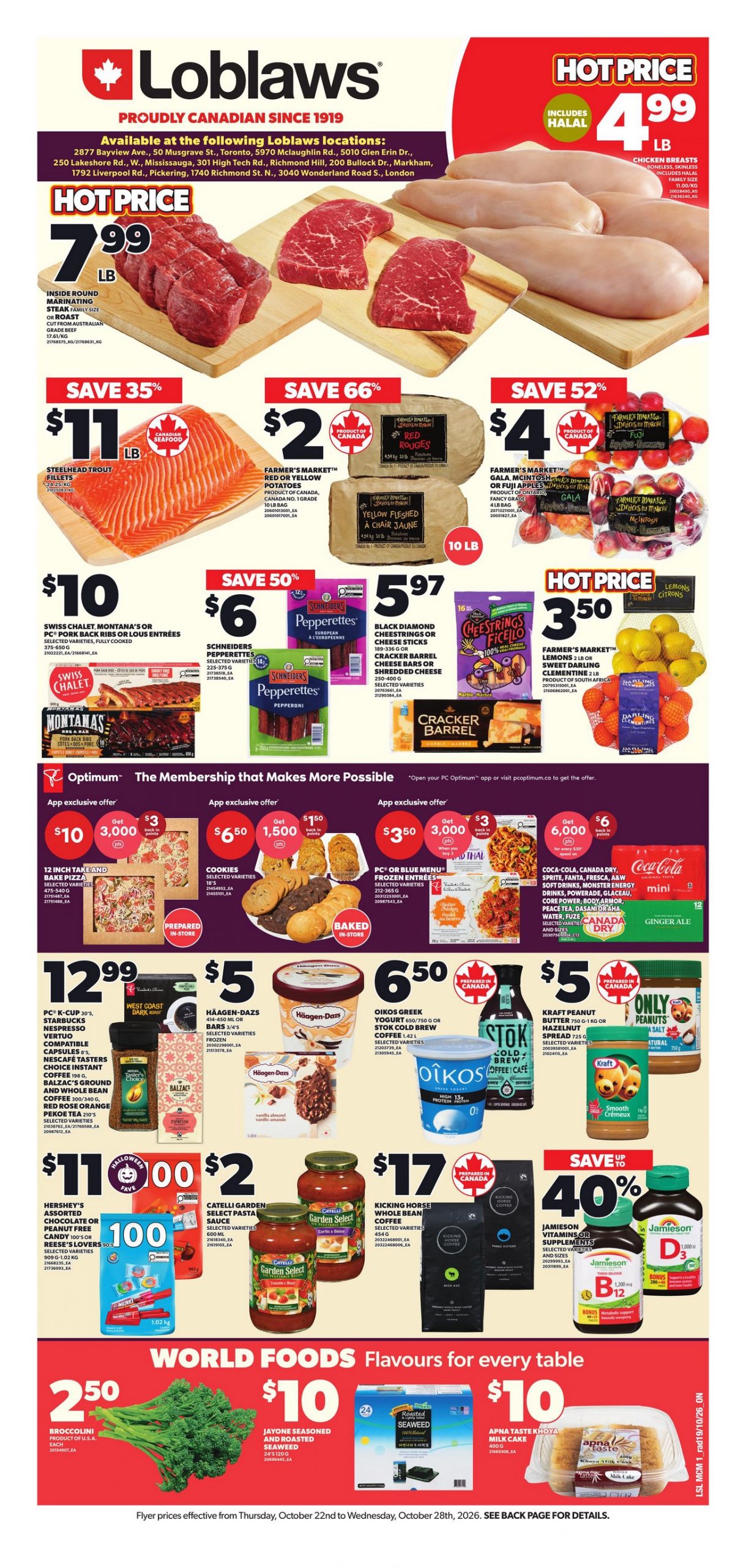 Loblaws Ontario weekly flyer, October 22-28, 2026, source page 1