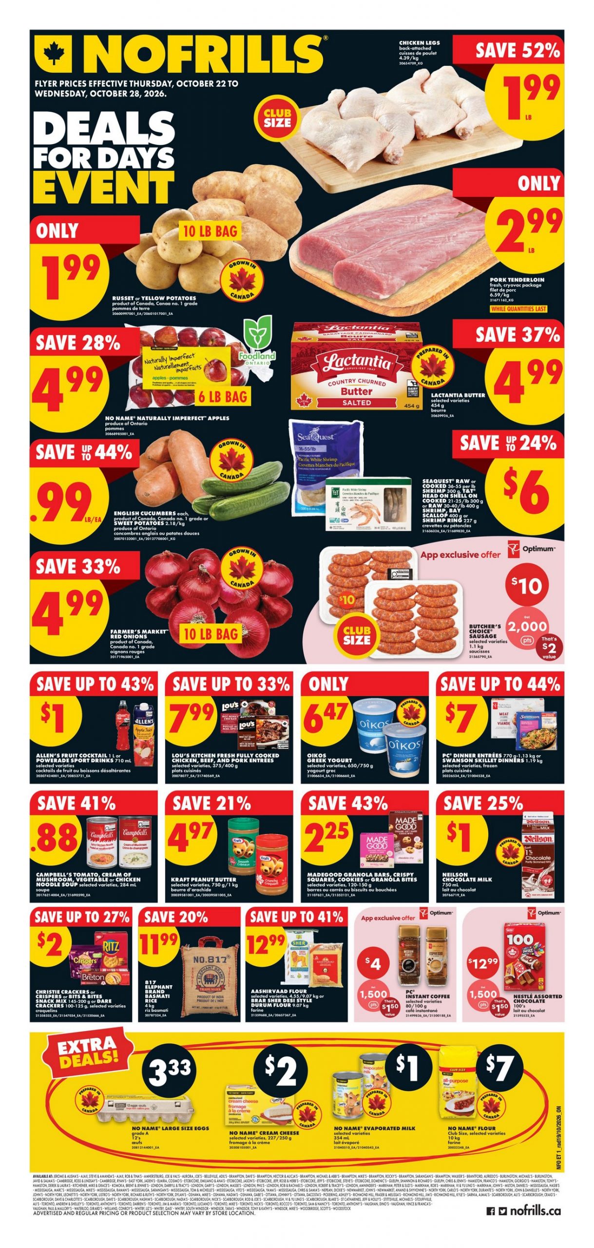 No Frills Ontario weekly flyer, October 22-28, 2026, source page 1