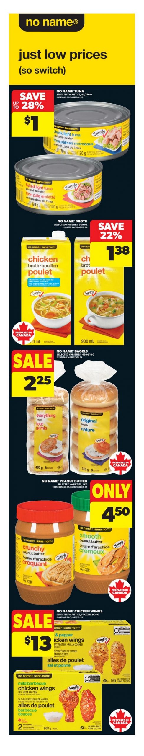 Real Canadian Superstore Ontario flyer October 22–28, 2026: no name tuna, broth, bagels, peanut butter and chicken wings