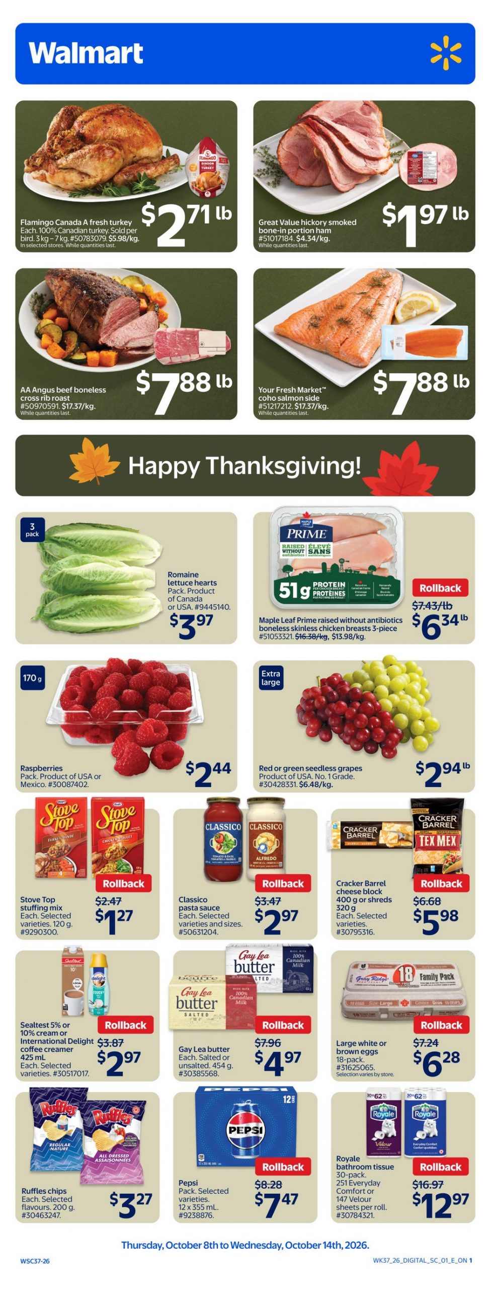 Walmart Flyer Thanksgiving Main Dish Planning 9 October 2026