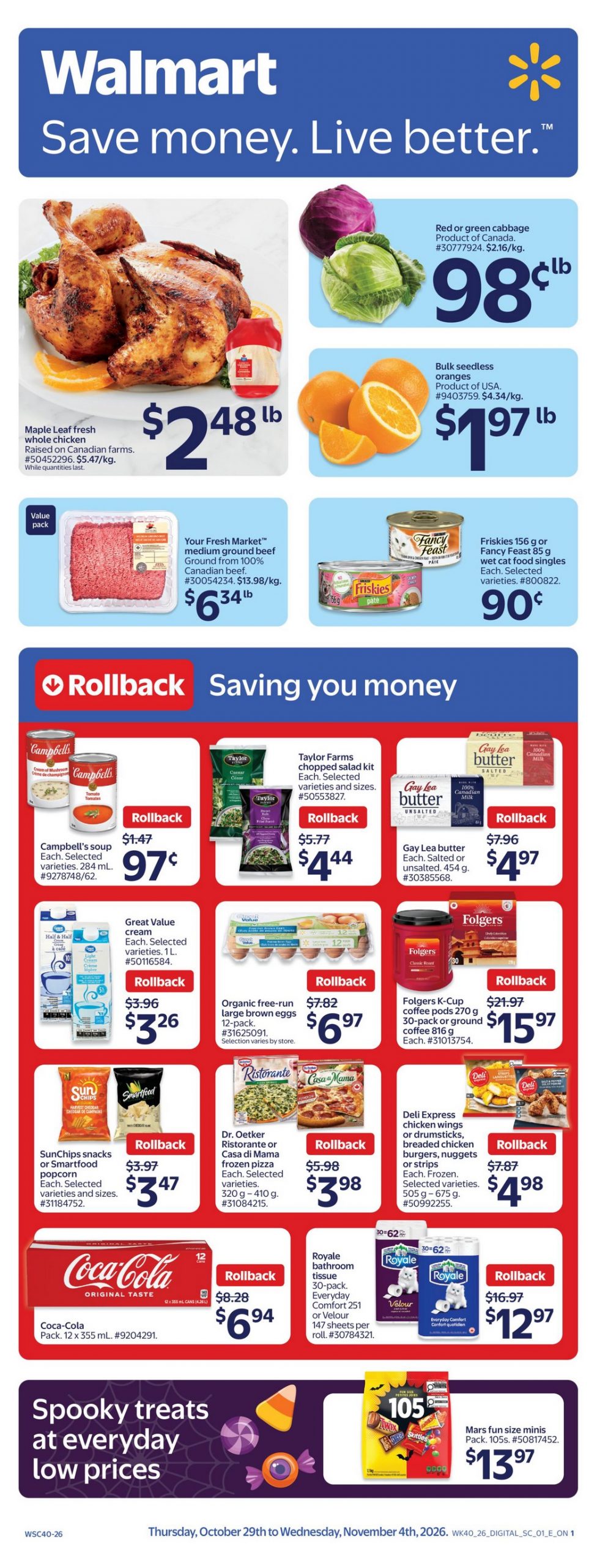 Walmart Ontario flyer October 29-November 4, 2026: chicken, cabbage, oranges, soup and eggs
